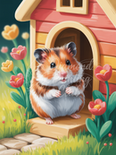 Broderie Diamant Hamster à la Maisonnette Fleurie