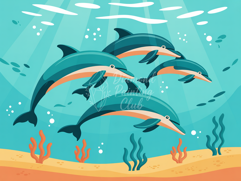 Broderie Diamant Dauphins Sous-Marins