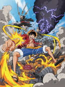 Broderie Diamant Combat Épique de Luffy