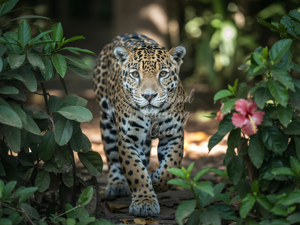 Broderie Diamant Jaguar en sous-bois