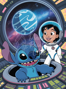 Broderie Diamant Lilo et Stitch dans l'Espace