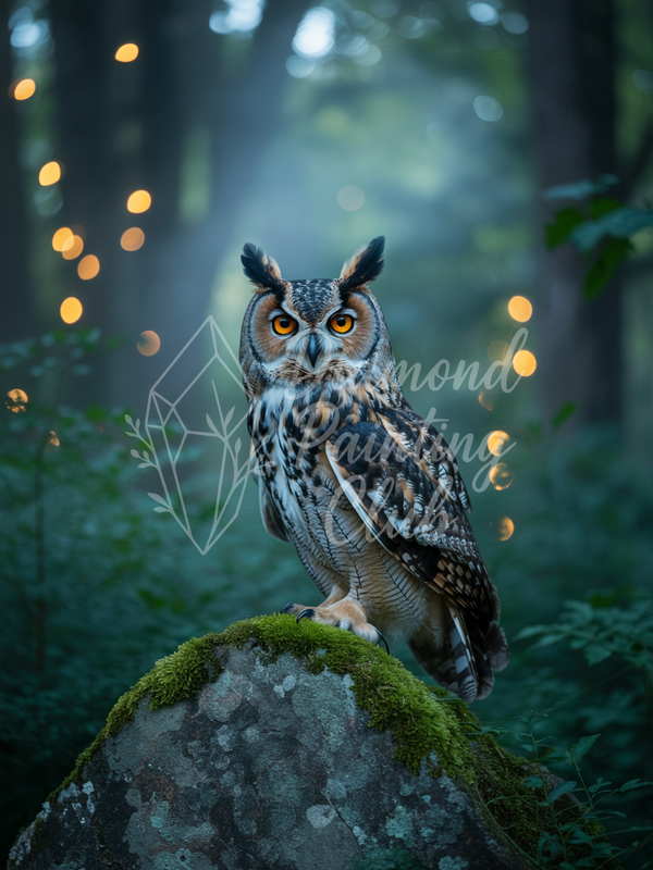Broderie Diamant Chouette et Forêt Enchantée