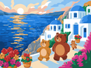 Broderie Diamant Famille d'Ours à Santorin