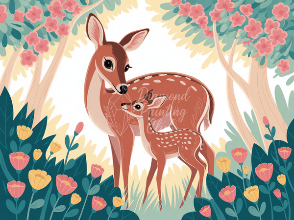 Broderie Diamant Biche et Faon
