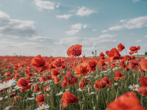 Broderie Diamant Champ de Coquelicots