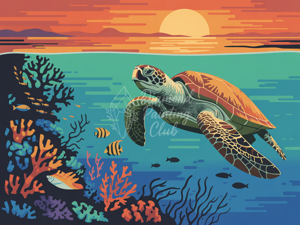 Broderie Diamant Tortue Tropicale