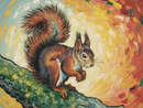 Broderie Diamant Écureuil Style Impressionniste