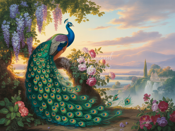 Broderie Diamant Paon Romantique