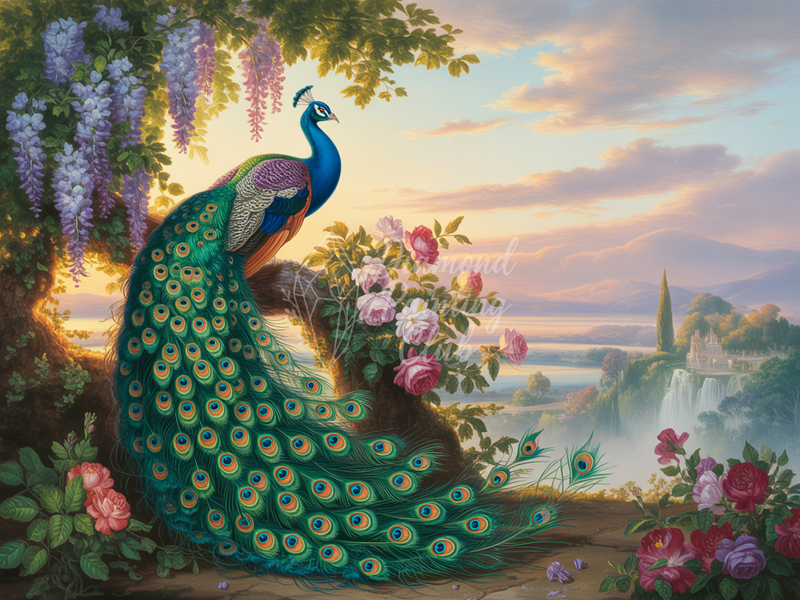 Broderie Diamant Paon Romantique