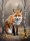 Broderie Diamant Renard Clairière