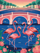 Broderie Diamant Flamants et Pont Urbain