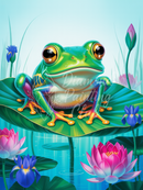 Broderie Diamant Grenouille des Nénuphars