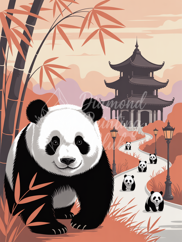 Broderie Diamant Panda sur le Chemin