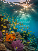 Broderie Diamant Banc de Poissons Tropicaux