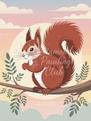 Broderie Diamant Écureuil au Crépuscule