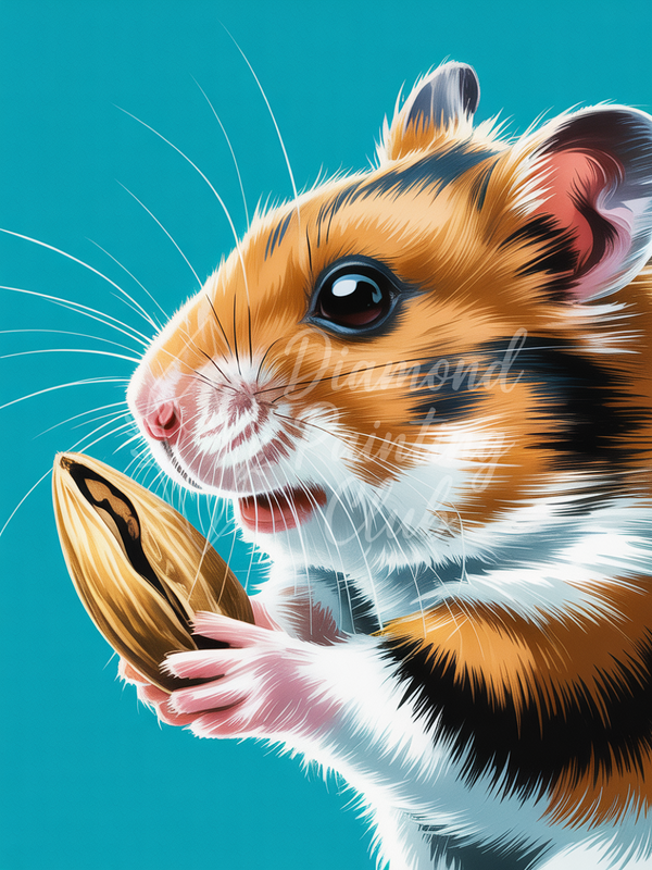 Broderie Diamant Hamster Mangeant une Graine