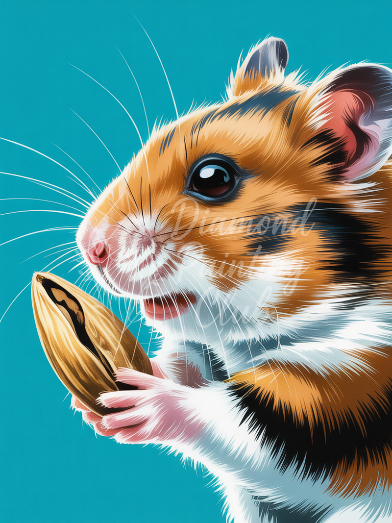 Broderie Diamant Hamster Mangeant une Graine