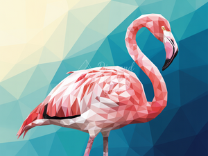 Broderie Diamant Flamant Rose Géométrique