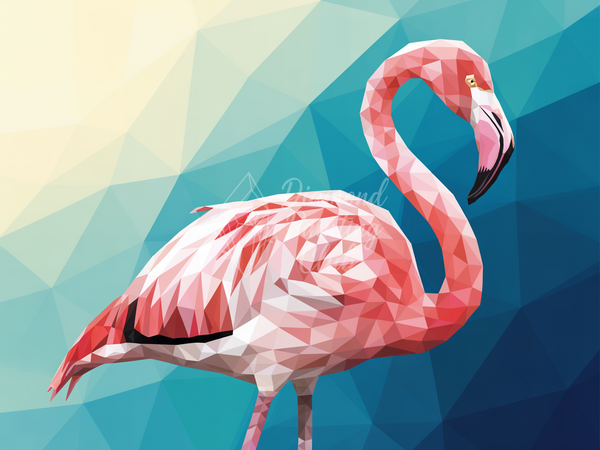 Broderie Diamant Flamant Rose Géométrique