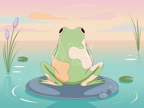 Broderie Diamant Grenouille Fleurie en Gros Plan