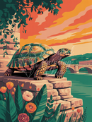 Broderie Diamant Tortue Coucher de Soleil