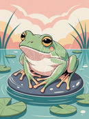 Broderie Diamant Grenouille Sur Nénuphar