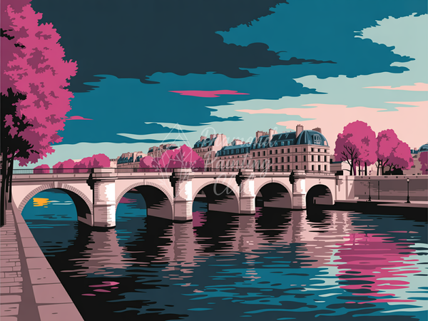 Broderie Diamant Pont de Paris Crépuscule