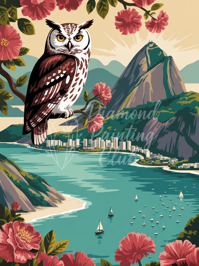 Broderie Diamant Chouette et Baie Tropicale