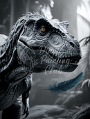 Broderie Diamant T-Rex et Plume Bleue