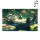 Broderie diamant Loutre à la nage | diamond-painting-club.com