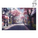 Broderie diamant Rue fleuris Sakura de Tokyo | Diamond-painting-club.com