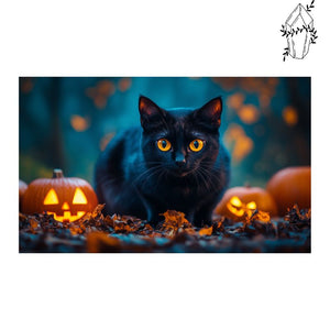 Broderie diamant Chat noir d'Halloween