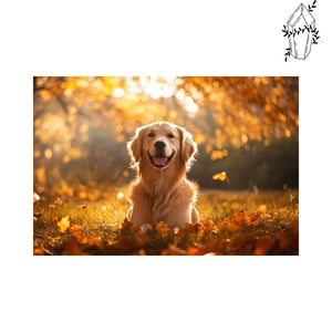 Broderie diamant Golden retriever en Automne | Diamond-painting-club.com