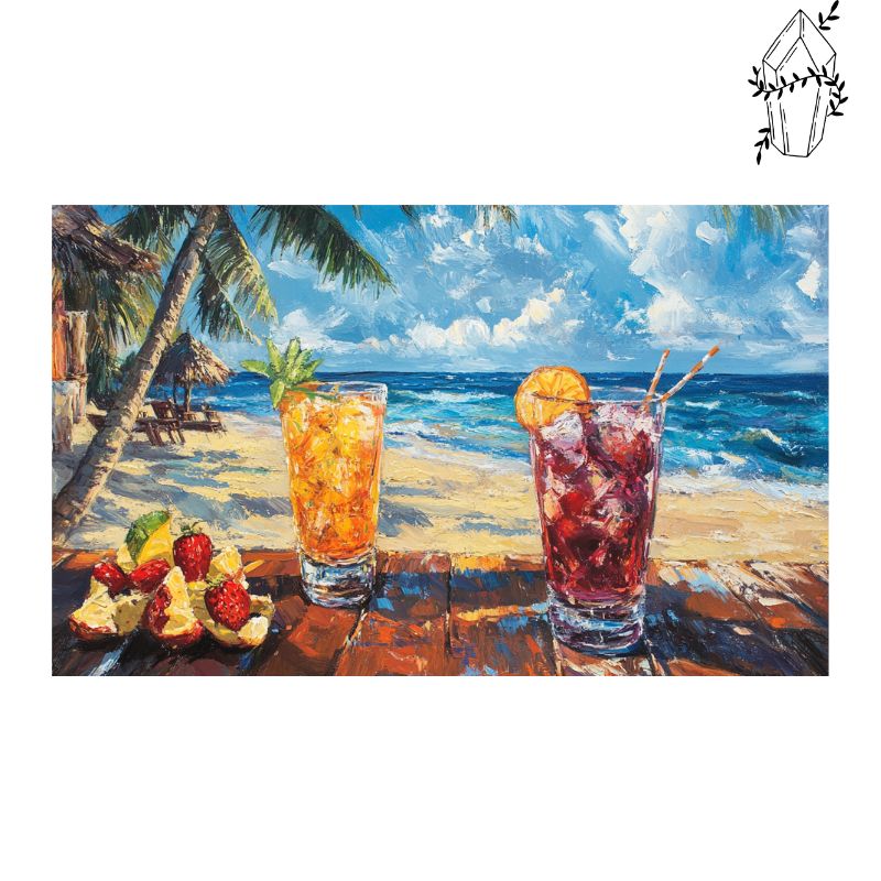 Broderie diamant Cocktails sur la plage des vacances | Diamond-painting-club.com