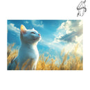 Broderie diamant Chat blanc dans une prairie | Diamond-painting-club.com