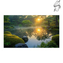 Broderie diamant Etang jardin zen Japonais