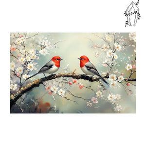 Broderie diamant Rouge-gorge sur une branche | Diamond-painting-club.com