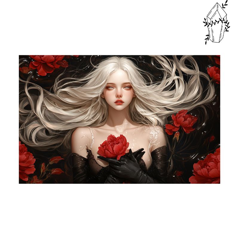 Broderie diamant Femme blond aux roses | Diamond-painting-club.com