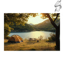 Broderie diamant Camping au lac sous la tente | Diamond-painting-club.com