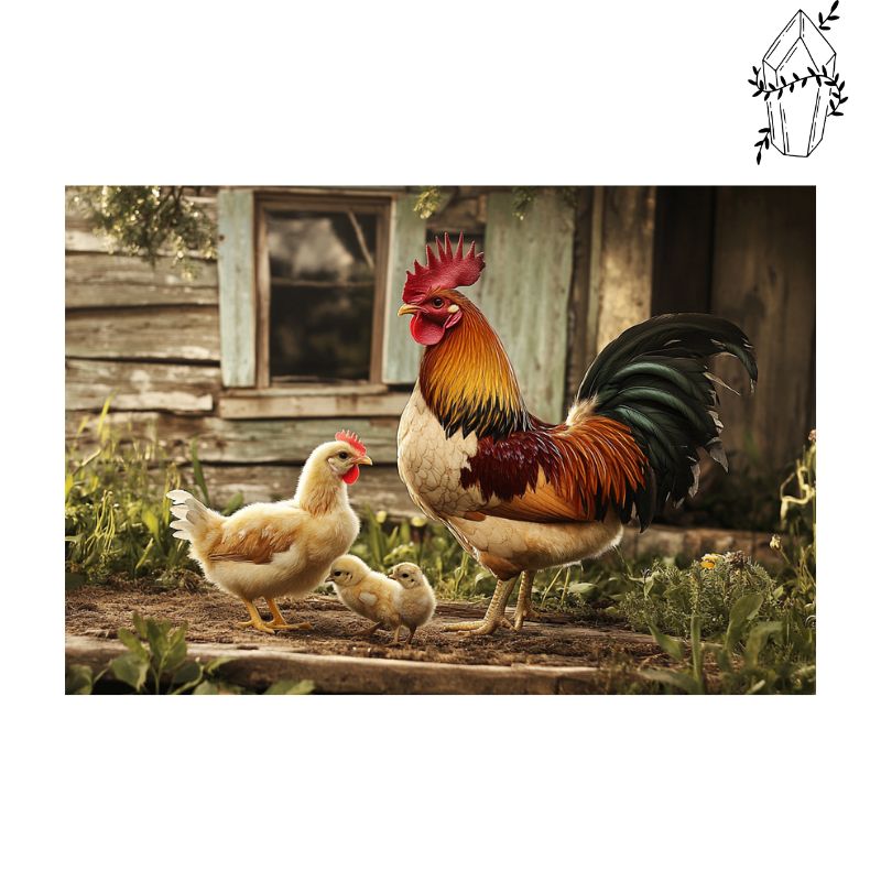 Broderie diamant Coq et sa poule | Diamond-painting-club.com