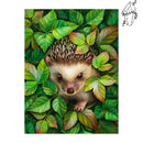 Broderie diamant Hérisson dans un feuillage | Diamond-painting-club.com