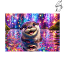 Broderie diamant Loutre Joyeuse dans l'eau mystique | Diamond-painting-club.com
