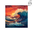 Broderie diamant Vague Japonais sur coucher de soleil | Diamond-painting-club.com