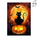 Broderie diamant Chat noir au clair de lune jaune | Diamond-painting-club.com