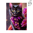 Broderie diamant Chaton noir fleuris | Diamond-painting-club.com