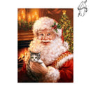 Broderie diamant Père Noël et chaton | Diamond-painting-club.com