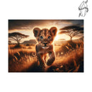 Broderie diamant Lionceau dans la savanne | Diamond-painting-club.com