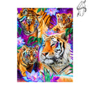 Broderie diamant Famille Tigre dans des fleurs | Diamond-painting-club.com