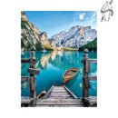 Broderie diamant Ponton sur lac de montagne | Diamond-painting-club.com