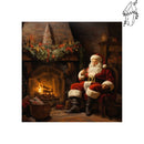 Broderie diamant Père Noël devant la cheminée | Diamond-painting-club.com